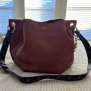 Guess Brown Leather Shoulder Bag